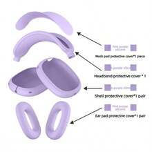 4-In-1 Soft Silicone Protective Cover Set Compatible With AirPods Max Headphones 2020/2024/2026 - Multi-color Silicone Four-piece Set - View 13