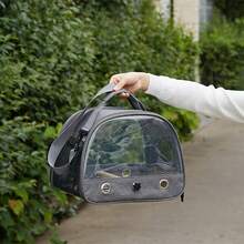 1-Set Foldable Transparent Bird Carrier With Perch And Removable Tray, Breathable Parrot Travel Cage With Panoramic Window And Top Handle For Cockatiels, Conures, Budgies, Pigeons And Small Pets, Outdoor Walks, Vet Visits And Short Trips - View 10