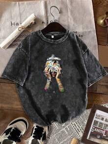 Women'S  Vintage Distressed T-Shirt - Black - View 1