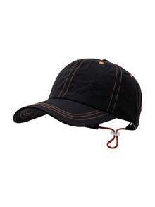 1pc Black Contrast Stitching Letter Embroidery Baseball Cap, Orange Contrast Design, Personalized-Catching, Lightweight Quick-Drying Breathable Soft Crown, Modify Head Shape, Create Casual Street Fashion Look - Baseball Cap - View 7