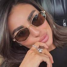 1 Pair Women's Geometric Frame Metal Fashion Design Glasses, Casual, Elegant, Suitable For Party, Beach, Daily Wear, Holiday Gift - Multicolor - View 4