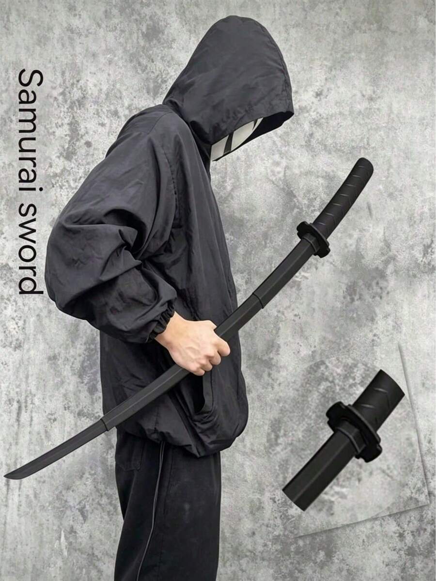 1件3D打印可伸缩武士刀玩具，黑粉色，可伸缩武士刀减压玩具，动漫角色扮演望远镜武士刀，可折叠桌面玩具，便携式3D打印武士刀礼物，适合青少年和成人，非攻击性 - 角色扮演道具