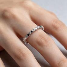 Fashionable Celebrity-Inspired Ring, Paired With Minimalist Slim Band, Stylish Women's Finger Ring - Silver - View 10
