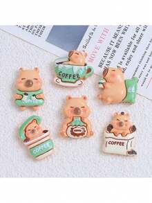 6/12pcs Creative Coffee Beaver Fridge Magnets, Cute Animal Pattern Decorative Stickers Suitable For Refrigerator, Whiteboard, Storage Cabinet And Dishwasher, Kitchen And Home Decor - Multicolor - View 1