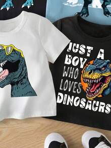 Camiseta casual de manga corta con estampado de dinosaurio para niño bebé - Multicolor - Ver 3