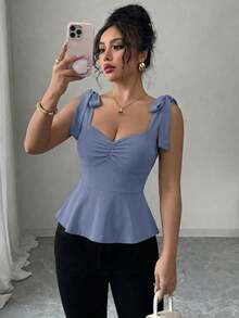 Camiseta de mujer elegante y romántica - Niebla azul - Ver 1