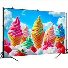 1pc Ice Cream Background, Fun Candy Theme Decoration, Suitable For Photography, Indoor And Outdoor Use - 7 - View 2