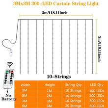 LED 串燈窗簾燈，8 種可調光模式，USB 供電附遙控器，夢幻串燈，適用於婚禮、聖誕節和節日家居裝飾（彩色燈） - USB窗簾燈串 - 查看 5
