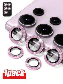 MSRI 1片閃粉鏡頭保護貼，適用於三星機型 Galaxy S22/S23/S24 Ultra/S25/S26 Ultra/S23 FE/S24 FE/A16/S25 Ultra/S25/S23 FE/Galaxy Z Flip7/Galaxy Z Fold7，粉紅色，易於貼附，防刮 - 粉色 - 查看 3