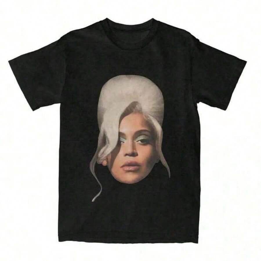 T-shirt graphique vintage imprimé avec motif de la tête de et de Carter, style cowboy, pour hommes et femmes. Cadeau idéal. T-shirts amples et décontractés, inspirés de la culture musicale de la rue et du style Y2K. - noir - Voir 1