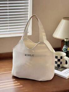 Customizable Photo/Image Canvas Tote Bag, Large Capacity Side Zipper Design, Daily Commute Canvas Bag, Black/White/Khaki Three Colors Available, Minimalist Casual Style Handbag, Customizable Personal Photo/Pattern, Suitable For Students And Office Workers For Daily School, Commute, And Outings - Multicolor - View 6