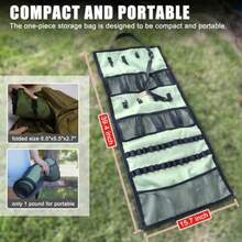 Camping Hanging Organizer - Tent Organizer For Inside With Campsite Storage Straps And Mesh Pockets And Hanging Hooks For Camping, RV Camper, Picnic, One-Piece Storage Bag Multiple Can Be Spliced - Green - View 6