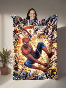 Marvel 這是一款蜘蛛人主題法蘭絨毛毯，具有懷舊感與視覺衝擊力，美感十足且觸感柔軟，適合用作沙發披毯、午睡毯、床上裝飾等 - 彩色 - 查看 3