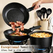 Kitchen 21 Pcs Pots And Pans Set, Nonstick Ceramic Cookware Set, Large Capacity, Induction Compatible, Frying Pans Saucepans, PFAS-Frees PTFE-Frees PFOA-Frees, Classic Black - View 3