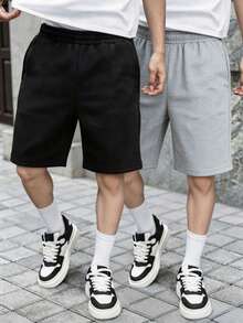 2pcs Tween Boys Summer Outdoor Sports Casual Loose Straight Shorts, Fashion Versatile Comfortable - Multicolor - View 10