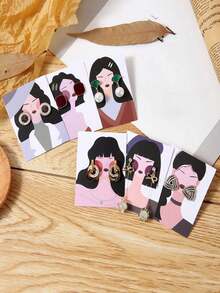 10/20/40/60/80/100pcs Jewelry Display Paper Card For Earrings, Necklaces, Random Pattern - Multicolor - View 3