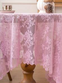 1 Peça Toalha de Mesa Francesa Secreta com Relevo de Cor Sólida, Toalha de Mesa de Renda Leve de Luxo Francês, Adequada para Festa, Piquenique, Casamento, Restaurante, Mesa de Café, Sala de Estar, Quarto, Cozinha, Decoração de Mesa de Jantar - Rosa chiclete - Visão 8