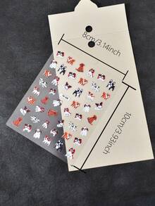1 pieza Pegatinas de uñas para perro delgadas y flexibles con relieve, decoración de uñas autoadhesiva brillante, tema de dibujos animados, estilo suave y adorable, adecuado para manicura de mujer, cuidado de los pies, decoración de vacaciones - Multicolor - Ver 2