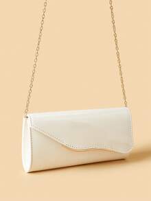 This Luxurious And Fashionable Solid Color Mirror PU Leather Clutch Bag Is Lightweight And Portable, Suitable For Teenage Girls, Women, College Students, New Professionals And White-Collar Workers, Perfect For Office, Campus, Work, Business, Commuting, Outdoor Activities, Travel, Outings, Parties, Weddings, Balls, Dinner Parties And Other Occasions. - White - View 4