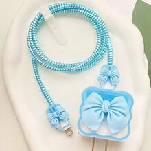 Gradient Single Wave Heart-Shaped Cable Protector, Prevent Breakage Compatible With Apple 18-20W Charger - Multicolor - View 5