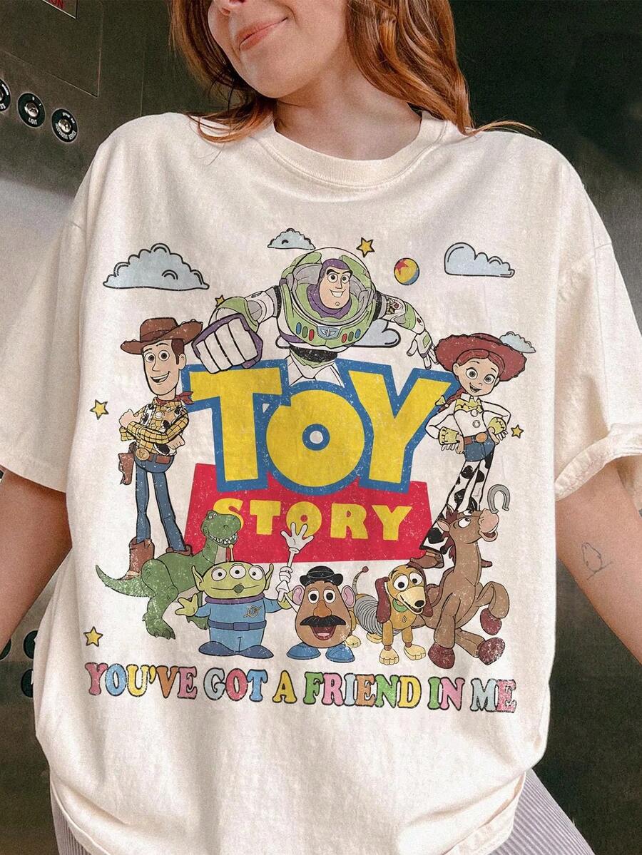 Officially Licensed Disney ® Retro "You're My Best Friend" T-Shirt, Disney  T-Shirt, Disney Woody, Buzz Lightyear, Toy Story Party T-Shirt, Toy Story T-Shirt, 100% Pure Cotton High-Quality T-Shirt, Fit Well, Unisex, Perfect Gift, Free Shipping. - Màu be - Xem 1