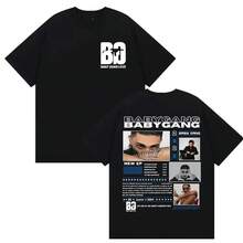 Camisetas de la gira de Rapper Baby Gang 2025, estilo retro gótico para hombre, camiseta de manga corta, ropa hip hop, camiseta de algodón de talla grande. - Negro - Ver 1