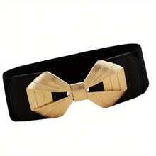 Cinturón elástico ancho con hebilla Vintage, cinturilla negra, cinturones decorativos de Color sólido, faja de vestir para mujer 0BU0 - EL70 - Ver 14