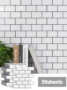 4/10/20 Pcs Kitchen Backsplash 3D Glossy Subway Tile Self-Adhesive Wall Stickers - Multicolor - View 37