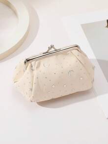 1PC Star Moon Pattern Daily Coin & Banknote Storage Bag, Mini PU Floral Print Snap Button Purse, Small Wallet For Bank Card ID Card And Tiny Items - Multicolor - View 9