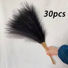1/10/20/30/40/50/100 buc. iarbă artificială neagră tip stuf, decor realist cu aspect de penă, potrivită pentru interioare boemiene și moderne minimaliste, umplutură moale și elegantă pentru vază, accent perfect pentru living, nuntă, Ziua Îndrăgostiților și ocazii speciale - Negru - Vizualizare 16