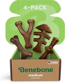 Benebone Medium 4-Pack Dog Toys Aggressive Chewers – Durable Dog, Made In USA – Dog Toys Medium Dogs Under 60 Lbs E29G - 限量版 4 件裝 - 查看 5