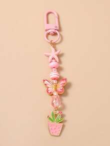 1pc Beaded Starfish Animal Keychain, Butterfly & Cactus Keychain, Bag Charm - 彩色 - 查看 10