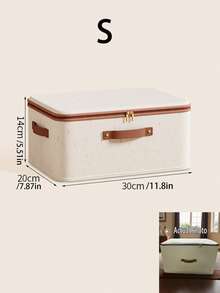 1pc Foldable Fabric Storage Bag, Reinforced Collapsible Linen Storage Basket, Suitable For Placing On Window, Wardrobe Shelves, Bedroom, Closet, Large Size Clothing Storage Box - Multicolor - View 9