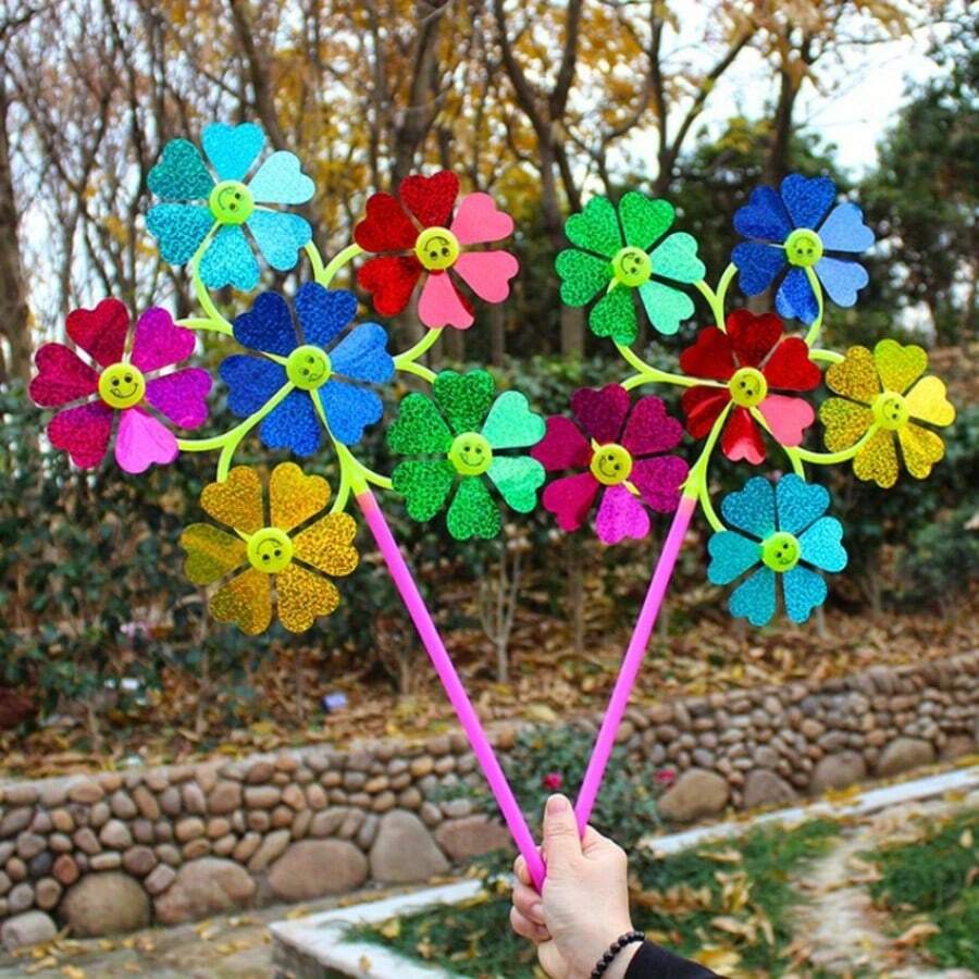 Colorful Windmill | Made Of Plastic, With Random-Colored Windmill Rods, No Batteries Required. Effective At Repelling Birds. Suitable For Weddings, Graduation Ceremonies, Parties, Events, Festivals, And Garden/Courtyard Decorations. - Multicolor - View 1