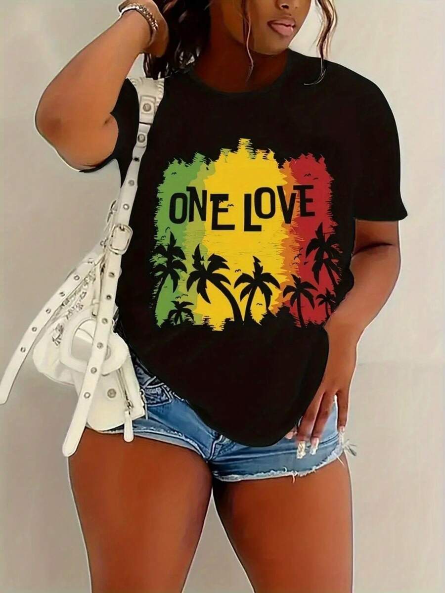 Unisex Men Women Spring Summer Casual Short Sleeve Printed Round Neck Top T Shirt Women's Clothing Cotton Blend Soft Breathable Everyday Wear - màu đen - Xem 1