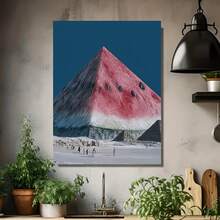 Plano 2D, Embalaje de Tubo Rígido 2D/PLANO: 1 Póster Impreso en Lienzo Pirámide Maravillosa de Sandía, Pintura Decorativa de Arte de Pared Moderno, para Cocina, Dormitorio, Sala de Estar, Oficina, Decoración del Hogar, Decoración de Dormitorio. Regalárselo a Amigos es el Mejor Regalo - Enmarcado - Ver 4