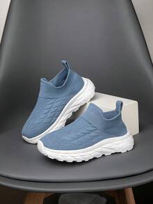 1 Pasang Sepatu Olahraga Anak, Sepatu Rajut Model Kaus Kaki, Sepatu Lari Ringan dan Bernapas, Gaya Modis Serbaguna untuk Pelajar - Biru - View 3