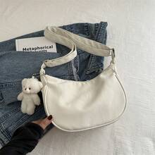 Bolso de mano moderno y versátil para mujer, estilo casual elegante con un toque de alta gama, bolso de hombro estiloso ideal para ir de compras. - Verde con colgante - Ver 9