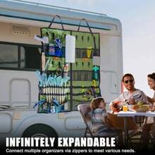 Camping Hanging Organizer - Tent Organizer For Inside With Campsite Storage Straps And Mesh Pockets And Hanging Hooks For Camping, RV Camper, Picnic, One-Piece Storage Bag Multiple Can Be Spliced - Green - View 4