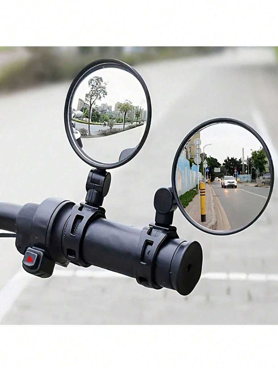 2pcs Adjustable Rotating Bicycle Rearview Mirrors - Enhance Road Safety And Visibility, 360° Adjustable Rear View Mirrors For Mountain Bikes And Bicycles, Shockproof Safety Lens, Quick Install Handlebar Accessories - Multicolor - View 1