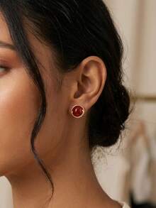 Women Stud Earrings - Red - View 2