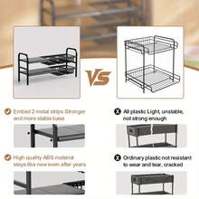 1 pieza Organizador y armario expandible debajo del fregadero, estante de gabinete de metal con cesta extraíble, organizador multifuncional negro que ahorra espacio para debajo del fregadero de la cocina y el baño, organizador y almacenamiento. Regalos de Acción de Gracias y Navidad - Negro - Ver 7