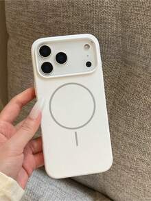 1pc Magnetic Adsorption Phone Case Compatible With Iphone 17, Minimalist Anti-Drop Design Compatible With Iphone 15 Pro Max, 16 Pro, 15 Plus, Couple Case Compatible With Iphone 12, 11 Wireless Charging - Antique White - View 2