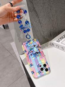 Disney Has Authorized, Phone Case - Chain Set, The Stitch Lilo & Stitch 3D Phone Case Plus A Silicone 3D Stitch Bracelet With Metallic Ring Removable Bracelet, Stitch And Angel Pattern, Compatible With Iphone17/16/15/14/13/12/11/XS/XR/X Plus Pro Max, A Stylish Cartoon Phone Case, The Perfect Gift Choice, Phone Protection, Durable Phone Cover, Great Gift For Friends And Family. - 白色 - 查看 3