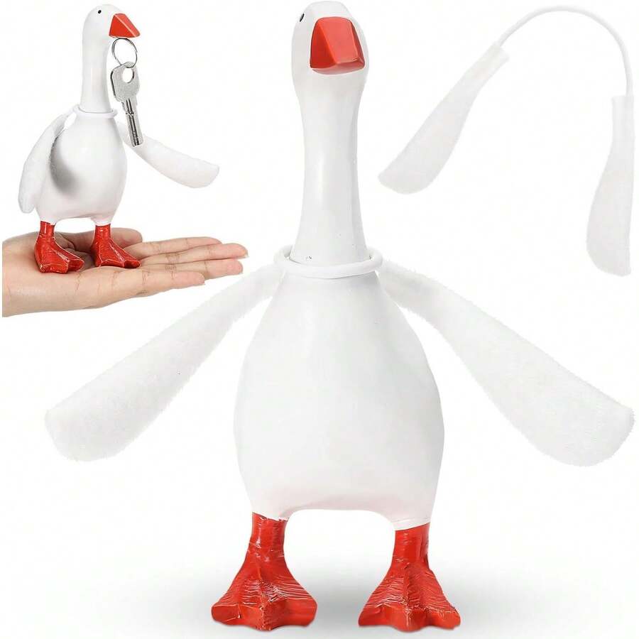 1-2pcs Mini Desktop Goose Wing 7-Inch Magnetic Funny Goose Sculpture Decoration, Posable Magnetic Duck Sculpture Desktop Key Holder Decor (Cute) - A - View 1