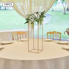 10-Piece Gold Modern Flower Stands For Weddings & Parties - DIY Decoration W/Stable Rectangular Base, Easy Assembly & Storage, High-Quality Iron Frame (60cm, 11lbs Capacity) - Gold - View 12
