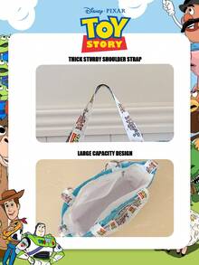 1 Pc Disney Officially Licensed Toy Story Aliens/Buzz Lightyear/Jessie Print Tote Bag,Adjustable Shoulder Strap Crossbody Bag,Lightweight Handbag,For Women/Girls/Youngster/Fans,Iadies For Daily/Shopping/Going Out/School/Travel - Multicolor - View 12