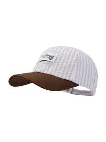 1 pieza Gorra de béisbol con parche a rayas blanco y beige, con ribete de encaje, diseño de parte superior suave vintage, estilo coreano casual - gorra de béisbol - Ver 15