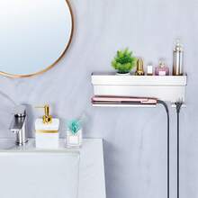 Euuztu Blow Dryer Holder Wall Mounted Hair Straightener Holder, Blow Dryer And Curling Iron Holder In 1 Styler Attachments, Hair Dryer Holder, Bathroom Hair Tools Organizer - trắng - Xem 6