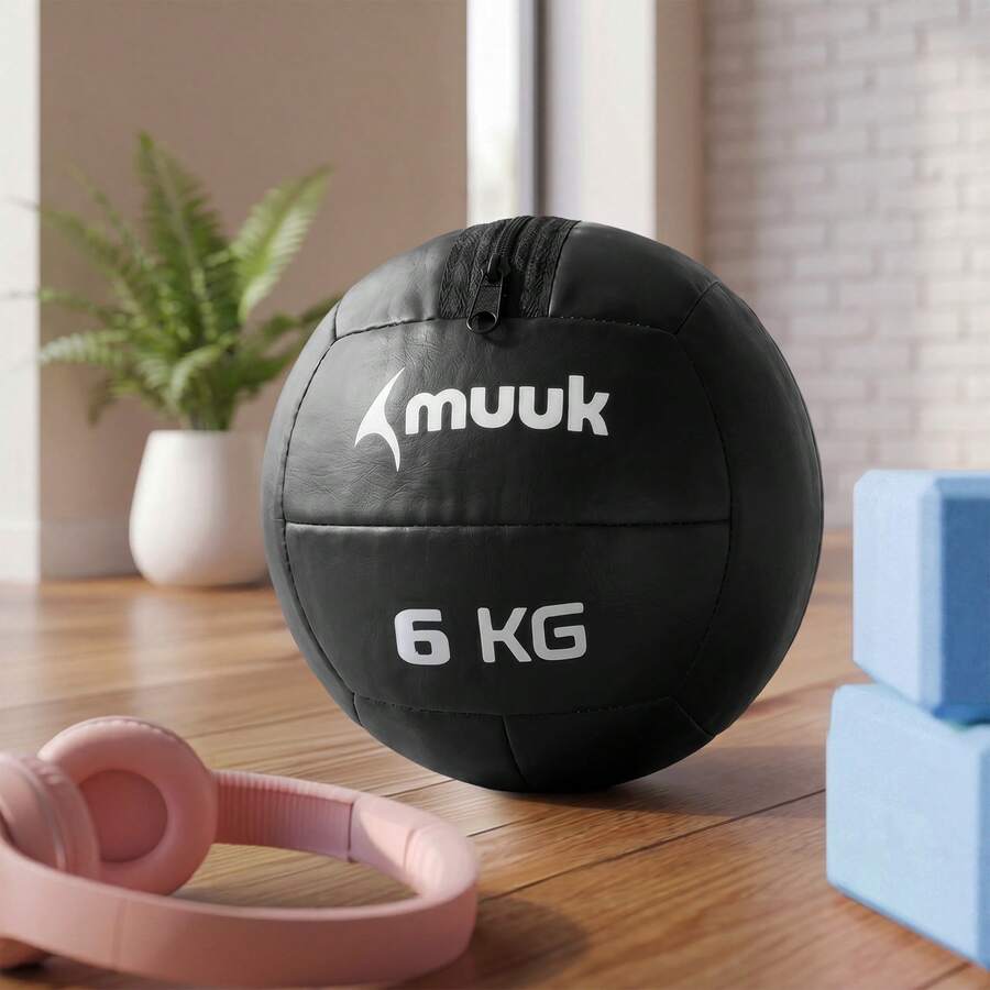 MUUK FITNESS Balón Medicinal de Entrenamiento Funcional 2kg/3kg/4kg/5kg/6kg/10kg | Pelota Wall Ball Profesional de PVC Reforzado con Superficie Antideslizante | Ideal para Crossfit, Fuerza, Resistencia, Abdominales, Sentadillas, Box y Home Gym - 6kg - Ver 1
